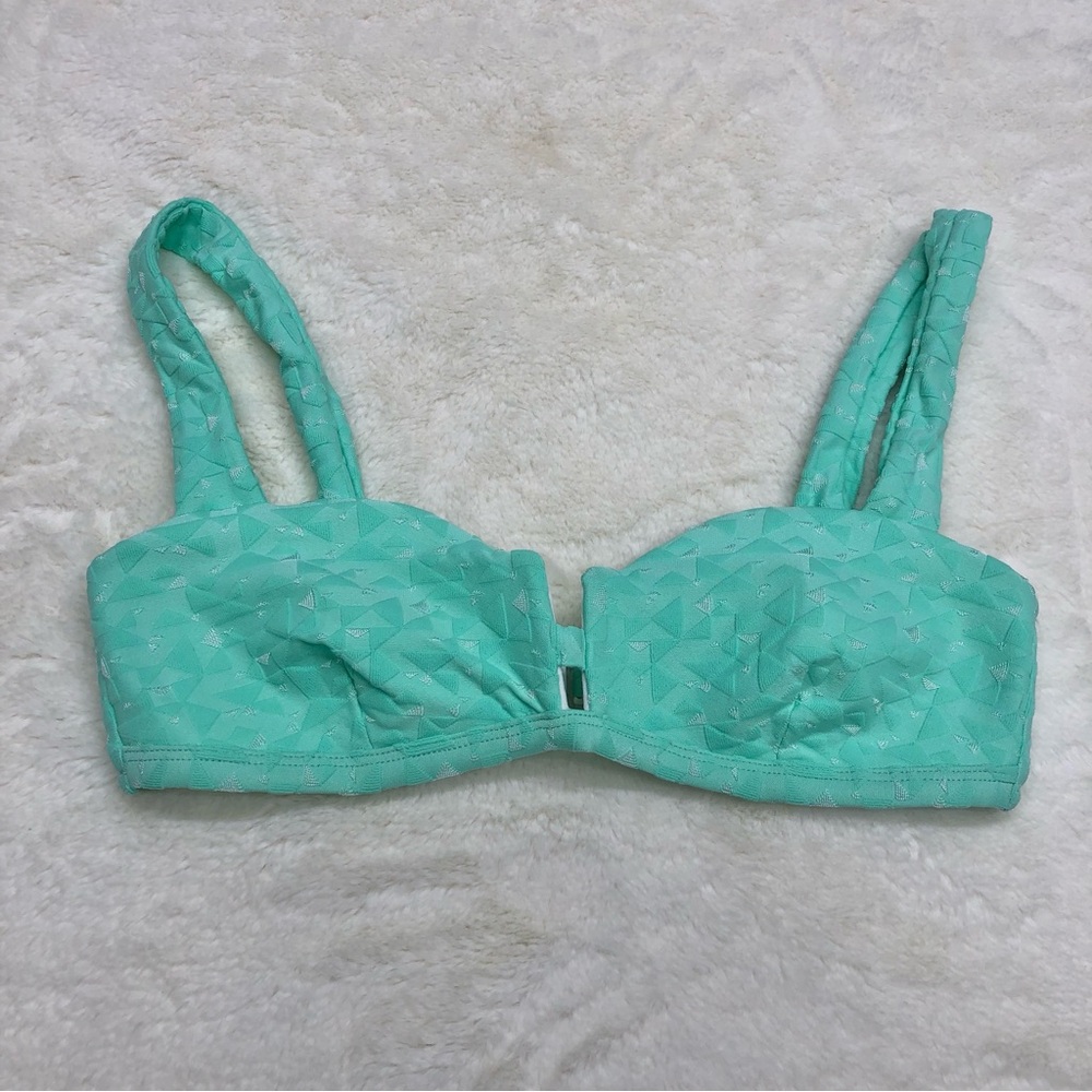 NEW onia small swim top bikini mint green textured fabric jacquard retro vibes